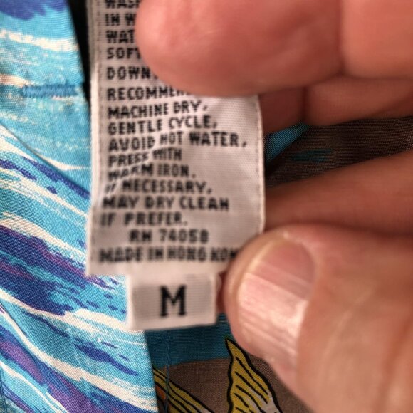 Anne Pinkerton Shirt Womens Medium Multicolor Silk Hawaiian Surfer Scenic 90s - Picture 8 of 16